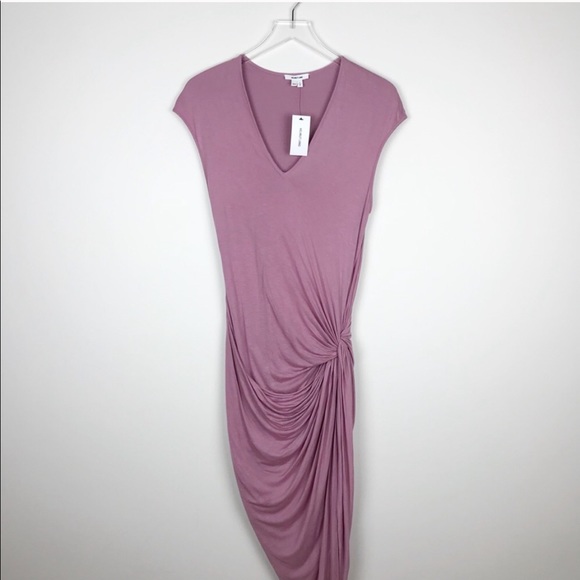NWT Helmut Lang Magenta V-Neck Twisted Midi Dress - Picture 4 of 8